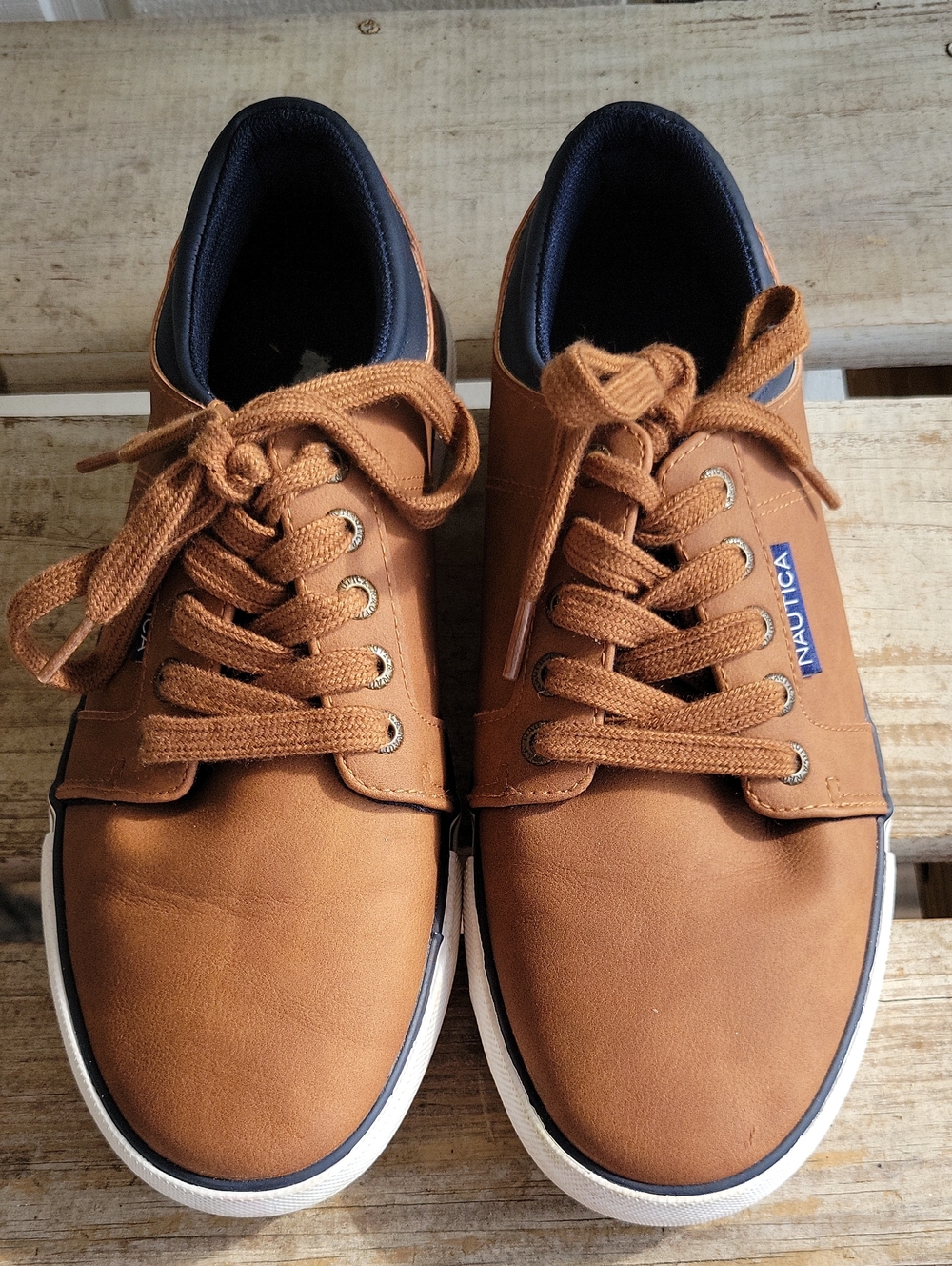 Nautica Men's Cognac Brown Lace-Up Sneakers
